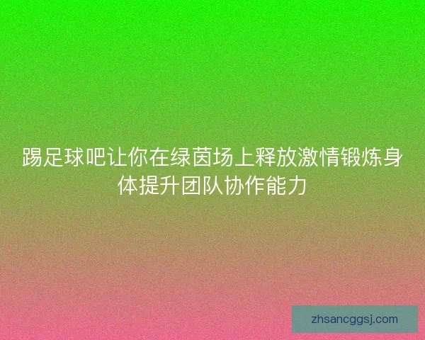 踢足球吧让你在绿茵场上释放激情锻炼身体提升团队协作能力